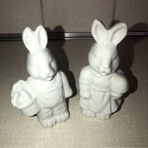 Ceramic Spring Easter‎ Bunnies Rabbits Figurines Set White
